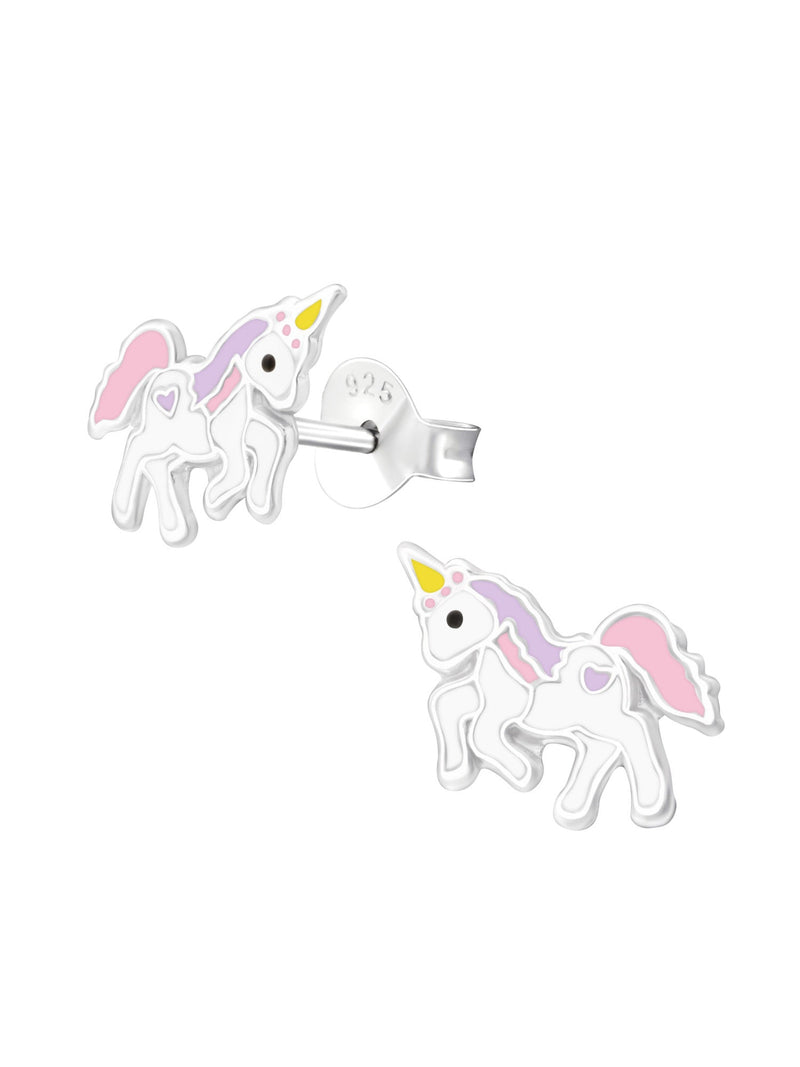 Silver Unicorn Stud Earrings - Epoxy