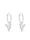 Silver Hanging Bird Huggies Earrings
