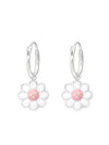 Silver Hanging Flower Huggies - Epoxy