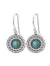 Silver Boho Earrings Oxidized Green Turquoise