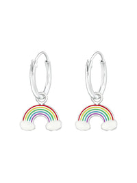 Silver Hanging Rainbow Huggies - Epoxy