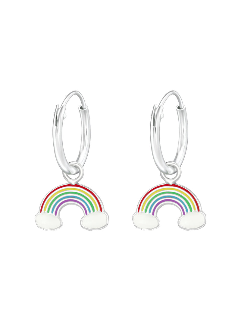 Silver Hanging Rainbow Huggies - Epoxy