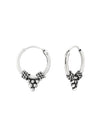 Silver Bali Hoop Earrings 12mm Oxidized