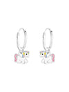 Silver Hanging Unicorn Huggies Earrings - Epoxy