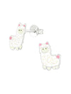 Silver Alpaca Stud Earrings - Epoxy
