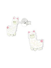 Silver Alpaca Stud Earrings - Epoxy
