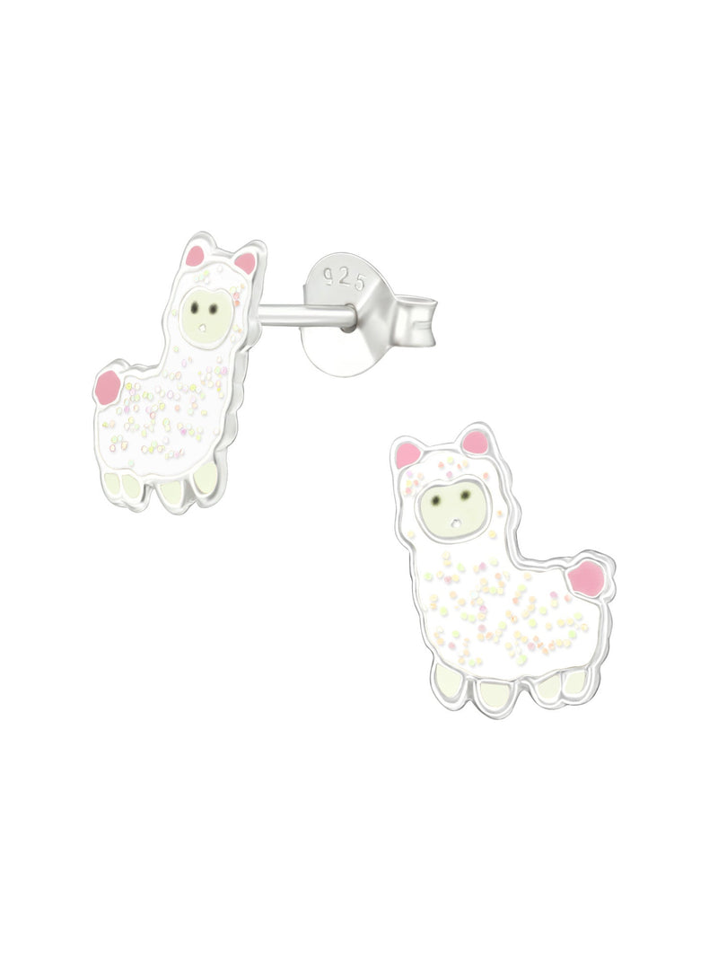 Silver Alpaca Stud Earrings - Epoxy
