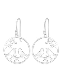 Silver Laser Cut Love Bird Earrings