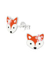 Silver Fox Stud Earrings - Epoxy
