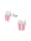 Silver Ballerina Shoes Stud Earrings - Epoxy - Pink