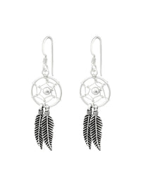 Silver Dreamcatcher Hook Earrings