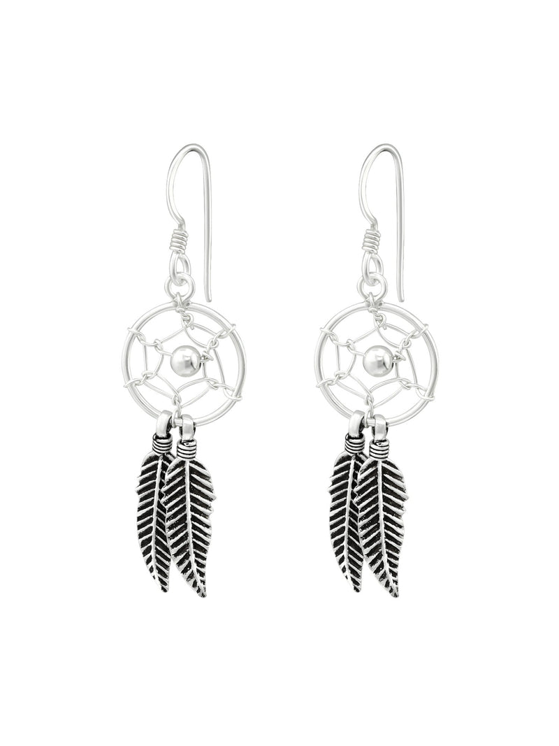 Silver Dreamcatcher Hook Earrings