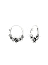 Silver Bali Hoop Earrings 12mm Oxidized - 39909