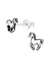 Silver Horse Stud Earrings - Oxidized