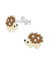 Silver Hedgehog Stud Earrings - Crystal and Epoxy
