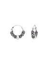 Silver Bali Hoop Earrings 10mm Oxidized