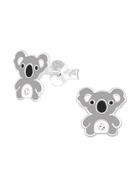 Silver Koala Stud Earrings - Epoxy