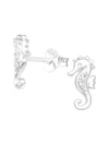 Silver Seahorse Stud Earrings - Cubic Zirconia