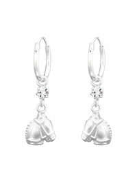 Silver Hanging Horse Head Huggies - Crystal