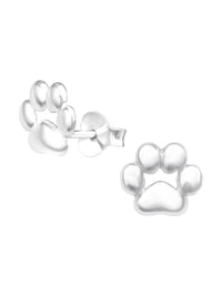 Silver Paw Print Stud Earrings