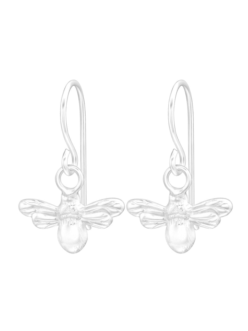 Silver Bee Hook Earrings