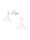 Silver Whale's Tail Fin Stud Earrings