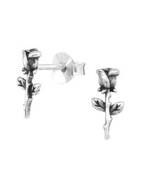 Silver Rose Stud Earrings