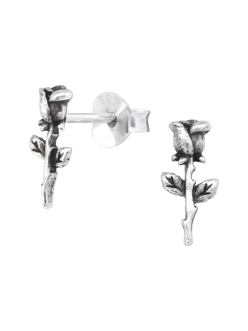 Silver Rose Stud Earrings