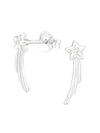 Silver Shooting Star Stud Earrings - CZ Crystal