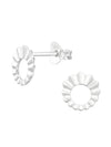 Silver Folded Pattern Circle Stud Earrings