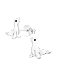Silver Seal Stud Earrings - Epoxy