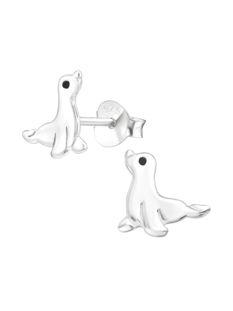 Silver Seal Stud Earrings - Epoxy