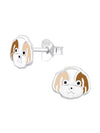 Silver Dog Stud Earrings - Epoxy