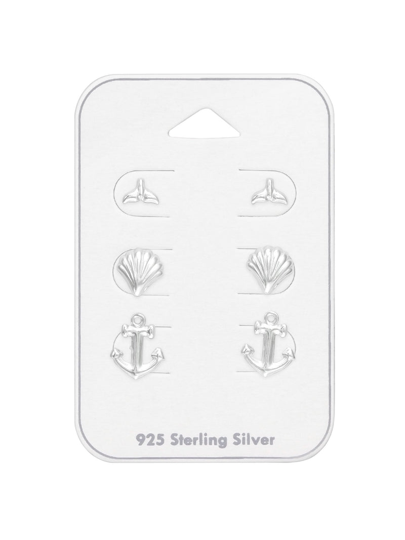 Silver Ocean Earrings - Set of 3