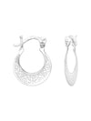 Silver Laser Cut Hoop Earrings with French Lock