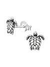 Silver Turtle Stud Earrings - Oxidzed