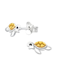 Silver & Gold Turtle Stud Earrings