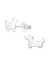 Silver Dachshund Dog Stud Earrings