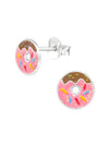 Silver Donut Stud Earrings - Epoxy