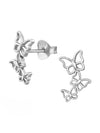 Silver Butterfly Trio Stud Earrings