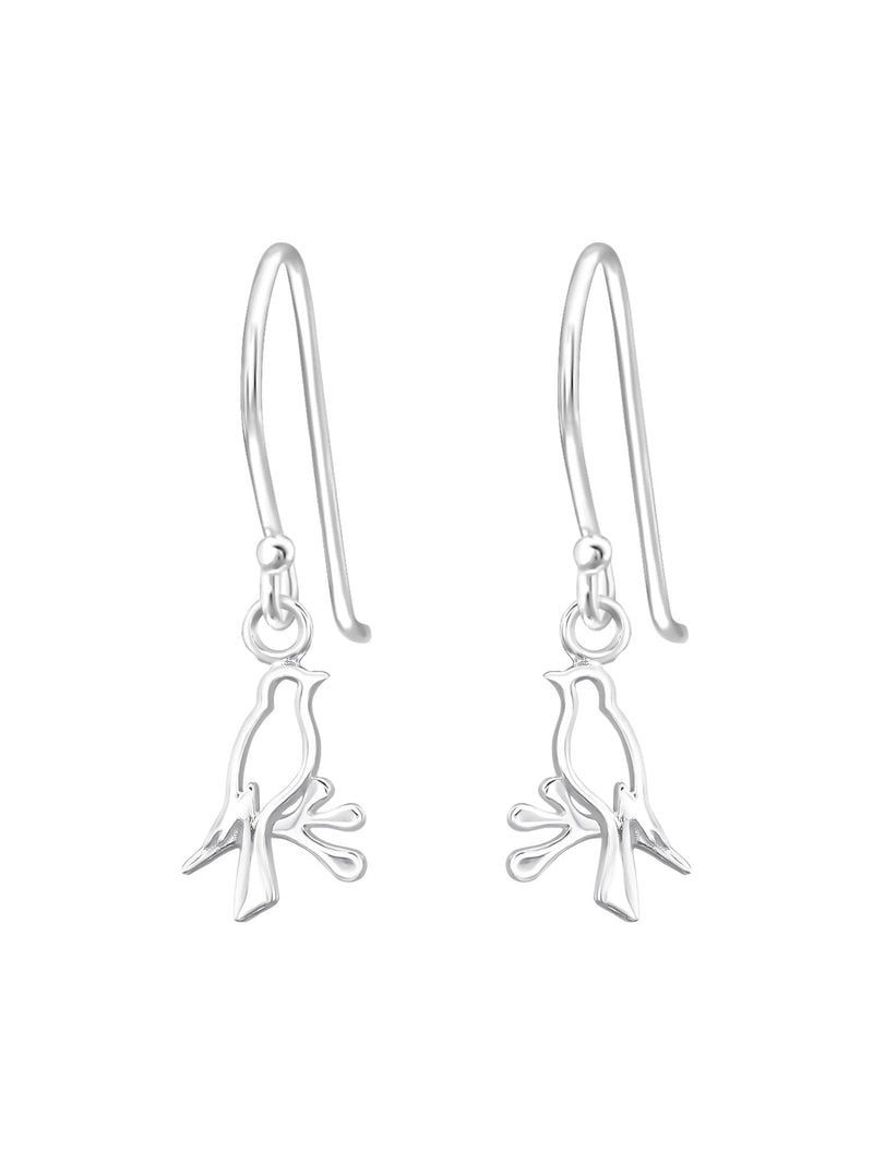 Silver Bird Hook Earrings