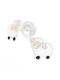 Silver Sheep Stud Earrings - Epoxy