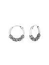 Silver Bali Hoop Earrings 12mm Oxidized
