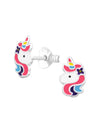 Silver Unicorn Stud Earrings - Epoxy