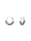 Silver Bali Hoop Earrings 10mm Oxidized