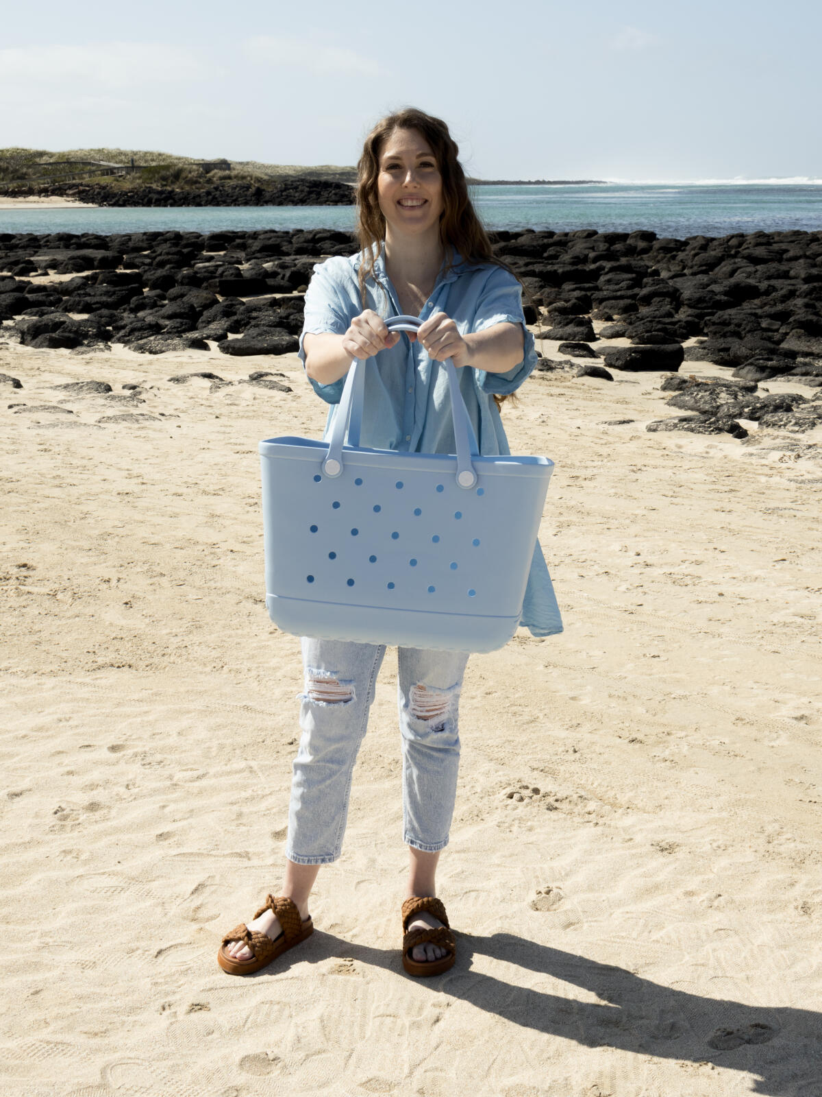 Aloha Vegan Tote Bag - Light Blue - Large