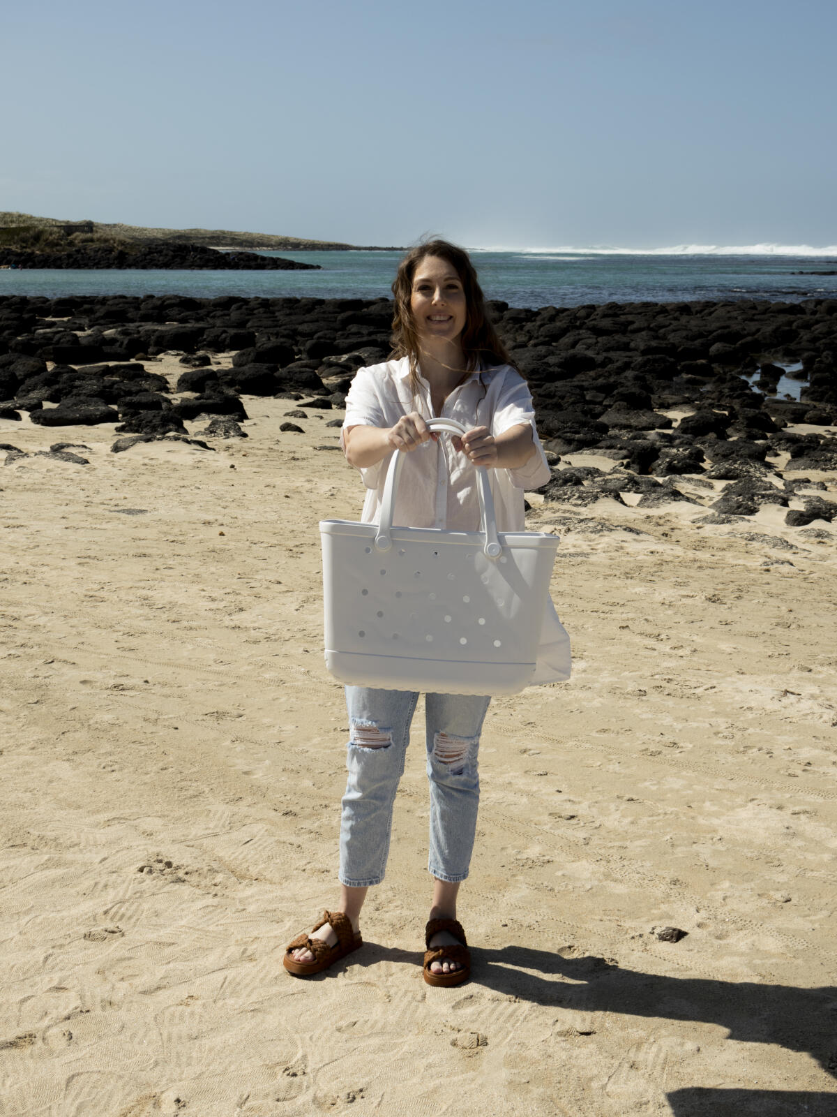 Aloha Vegan Tote Bag - White - Large
