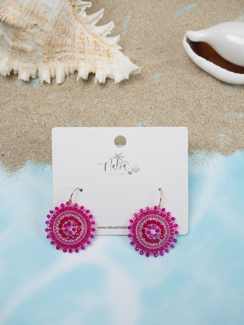 Sunburst Beaded Earrings - Bubblegum Pink