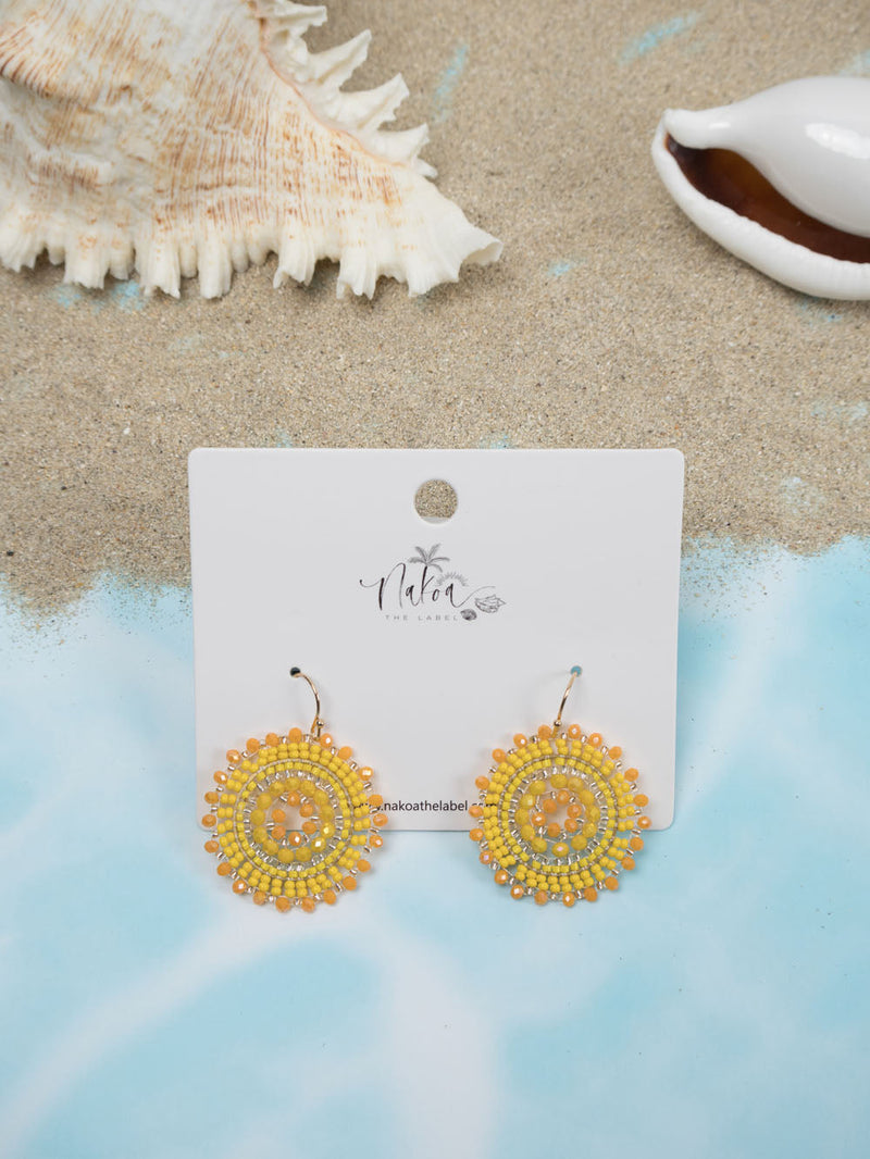 Sunburst Beaded Earrings - Sunshine Yellow