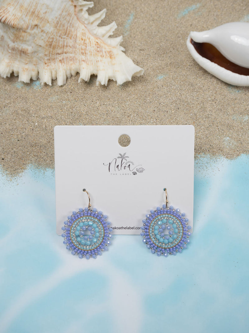 Sunburst Beaded Earrings - Blue